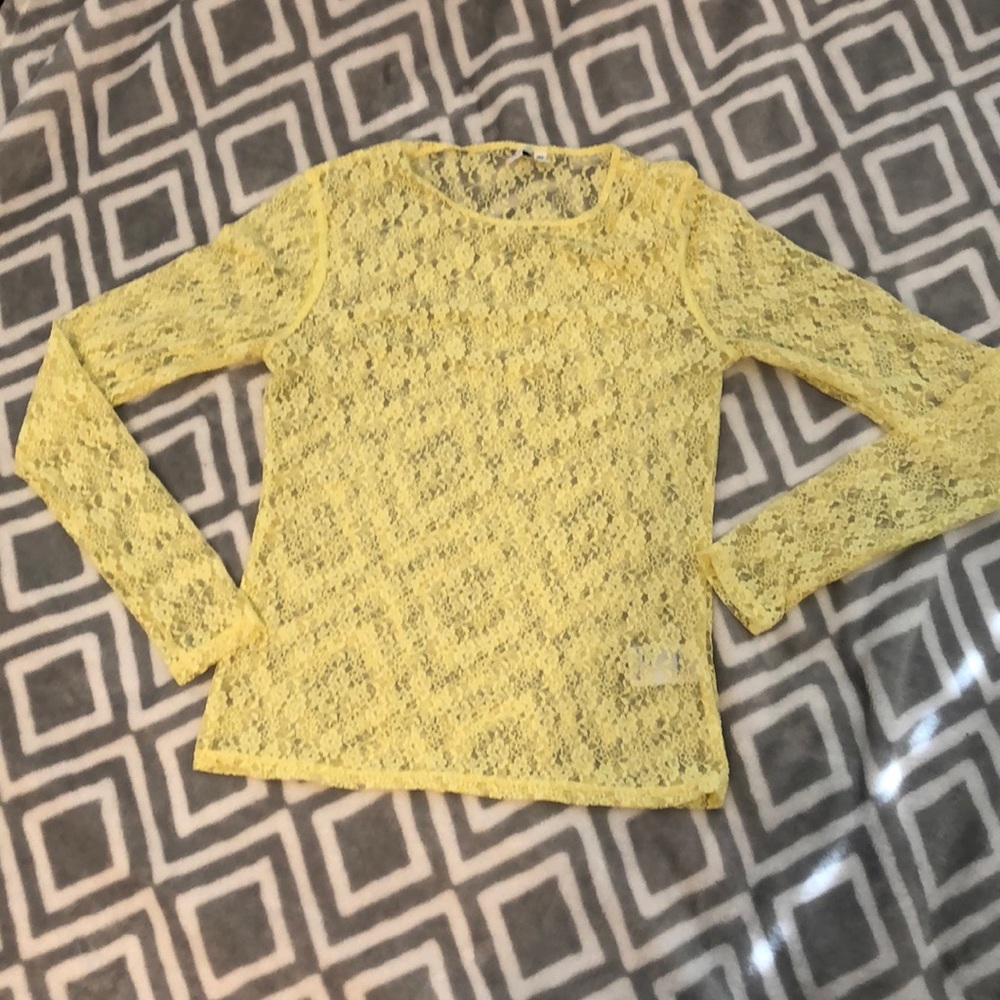 Yellow flowers lace top